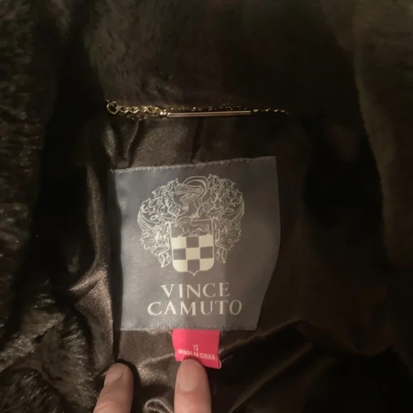vince camuto faux fur coat chocolate brown spring easter - Picture 4 of 8